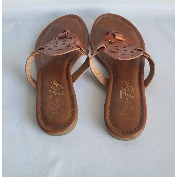 Vintage 7 Eight Caryn Brown flip flop Thong sandals Size 7 - Picture 4 of 6